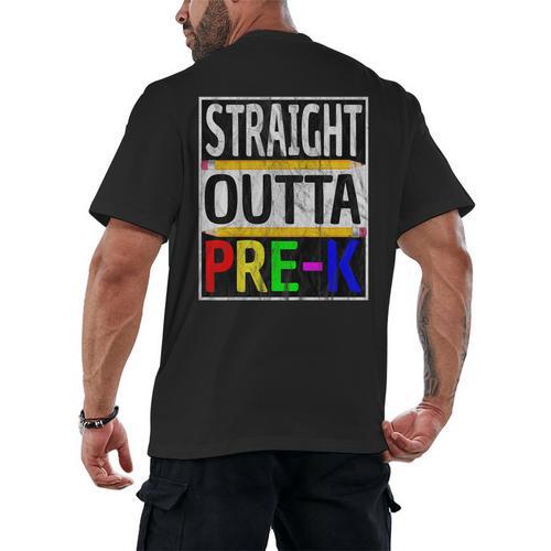 Kids Straight Outta Pre-K Graduation Men's Back Print T-Shirt - Best Gift Smart