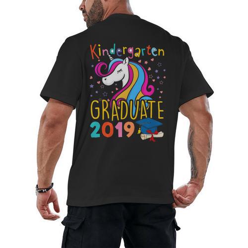 Kids Unicorn Kindergarten Graduation Graduate Shirt Men's Back Print T-Shirt - Best Gift Smart