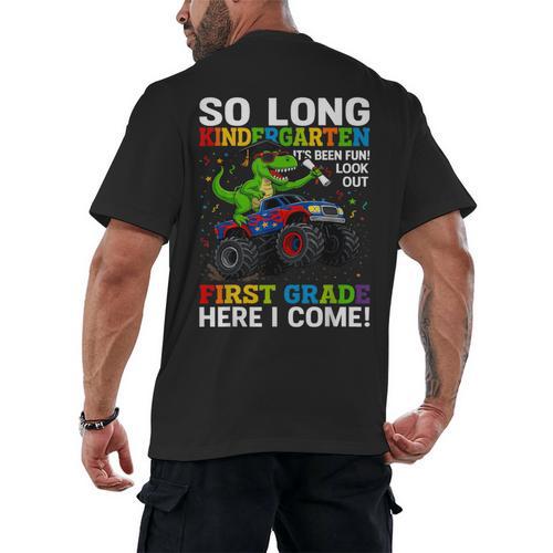 Kindergarten Graduate 2025 Kindergarten Graduation Dino Trex Men's Back Print T-Shirt - Best Gift Smart