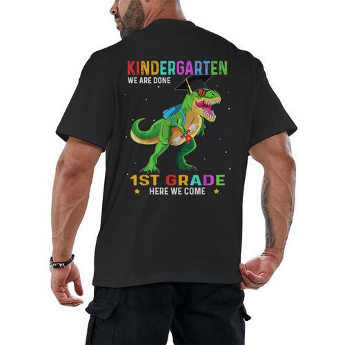 Kindergarten Graduation 1st Here We Come Class 2023 Dinosaur Men's Back Print T-Shirt - Best Gift Smart