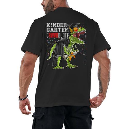 Kindergarten Grawrduate Dinosaur Graduation Cap Shirt Men's Back Print T-Shirt - Best Gift Smart