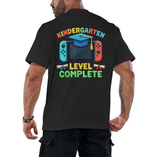 Kindergarten Level Complete Graduation Class 2025 Gamer Boys Men's Back Print T-Shirt - Best Gift Smart