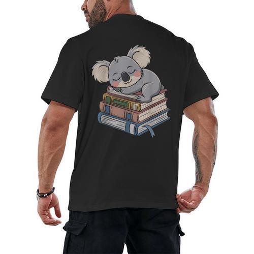 Koala Reading Book Pajama Sleep Men's Back Print T-Shirt - Bookorys DE