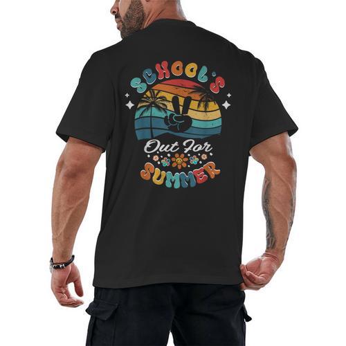 Last Day Of School Groovy Graduation School's Out For Summer Men's Back Print T-Shirt - Best Gift Smart