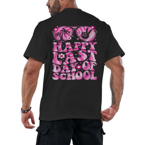 Last Day Of School Teacher Students School Graduation Groovy Men's Back Print T-Shirt - Best Gift Smart