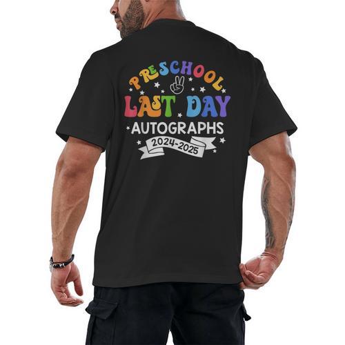 Last Day Of School Year 2025 Preschool Autograph Graduation Men's Back Print T-Shirt - Best Gift Smart