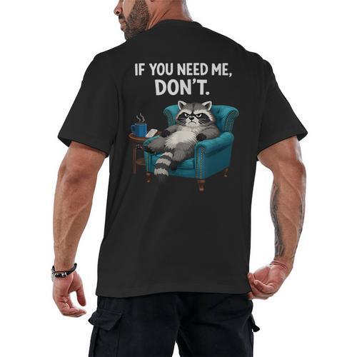Lazy Raccoon Sarcastic Introvert Humor Japanese Animal Men's Back Print T-Shirt - Raresse