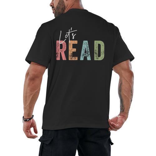 Let's Read Book Nerd Reading Book Lover Librarian Teacher Men's Back Print T-Shirt - Bookorys DE