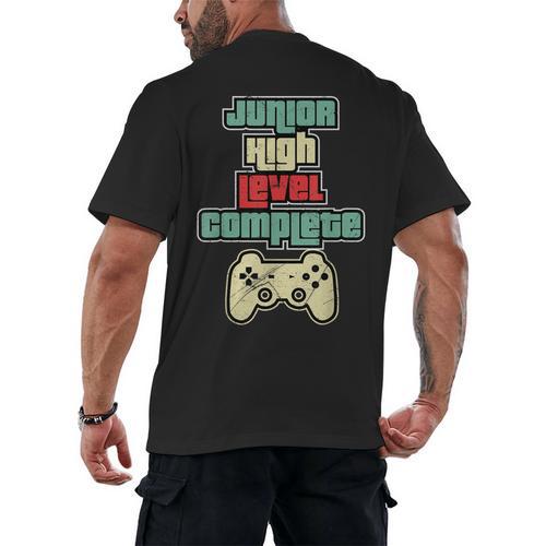 Level Complete Jr High School Graduation Grad Slogan T Shirt Men's Back Print T-Shirt - Best Gift Smart