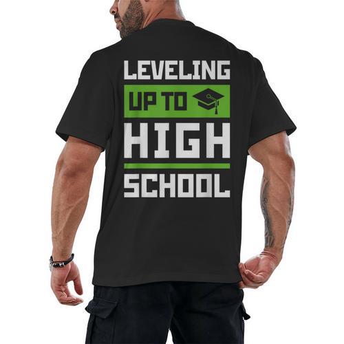 Leveling Up To High School Tee Shirt Gaming Graduation Men's Back Print T-Shirt - Best Gift Smart