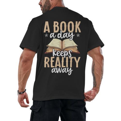 Librarian A Book A Day For Book Lover Reading Library Men's Back Print T-Shirt - Bookorys