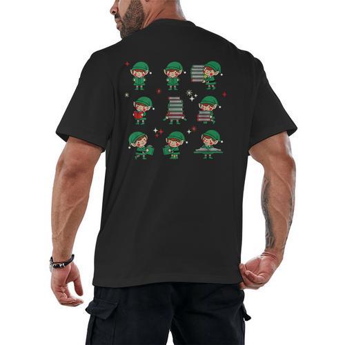 Librarian Book Lover Christmas Elf Reading Joy Men's Back Print T-Shirt - Bookorys