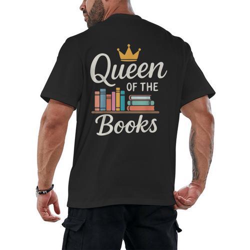 Librarian Queen Of The Books Book Reading Library Men's Back Print T-Shirt - Bookorys DE