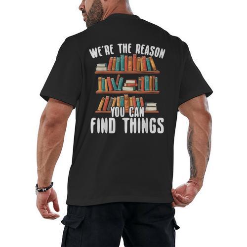 Librarian Reading Books Lover Library Men's Back Print T-Shirt - Bookorys