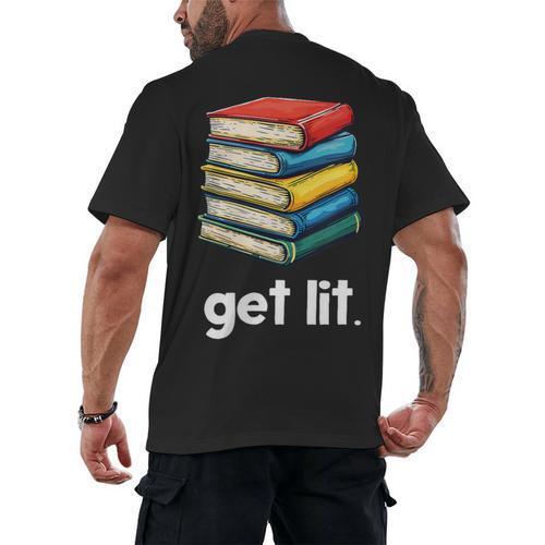 Get Lit With Books Men's Back Print T-Shirt - Bookorys