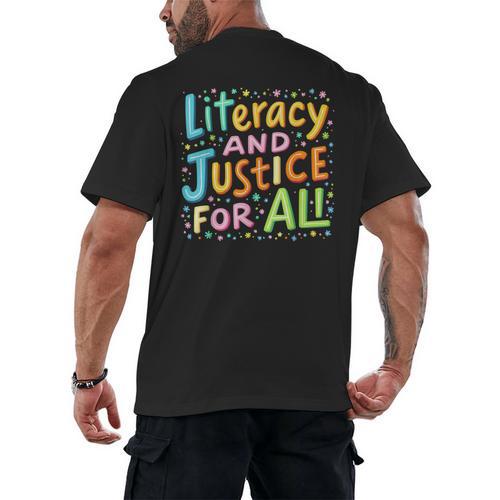 Literacy And Justice For All Protect Banned Books Library Men's Back Print T-Shirt - Bookorys