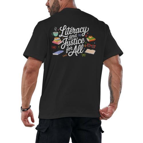 Literacy And Justice For All Protect Libraries Banned Books Men's Back Print T-Shirt - Bookorys