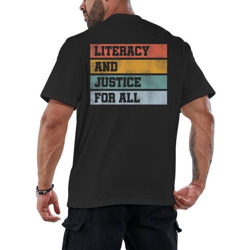 Literacy And Justice For All Stop Book Banning Banned Books Men's Back Print T-Shirt - Bookorys