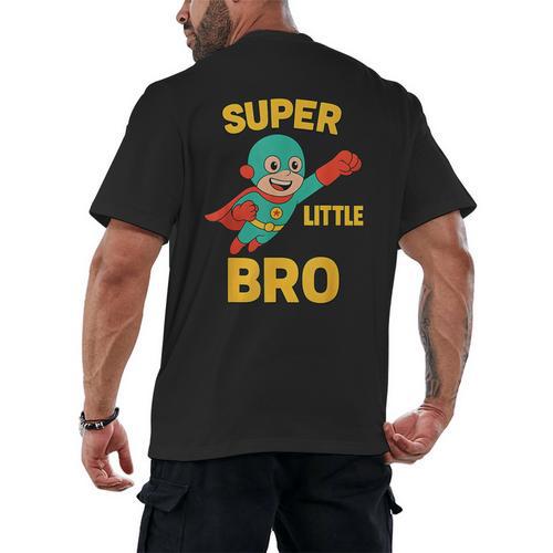 Little Cute Superhero Brother Comic Book Baby Bro Men's Back Print T-Shirt - Bookorys