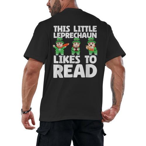 This Little Leprechaun Likes To Read St Patrick's Day Book Men's Back Print T-Shirt - Bookorys DE