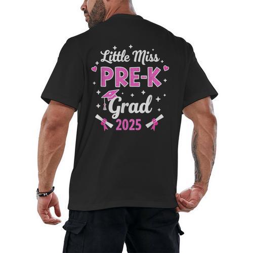 Little Miss Pre-K Grad 2025 Coquette Preschool Graduation Men's Back Print T-Shirt - Best Gift Smart