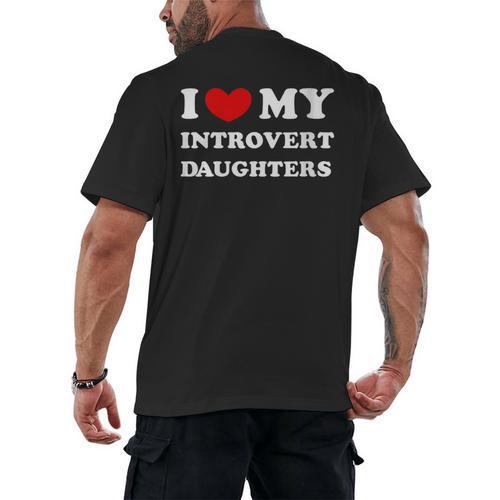 I Love My Introvert Daughters Heart My Introvert Daughters Men's Back Print T-Shirt - Raresse