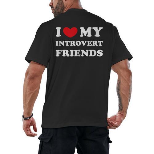 I Love My Introvert Friends I Heart My Introvert Friends Men's Back Print T-Shirt - Raresse