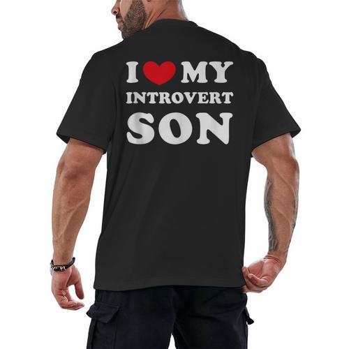 I Love My Introvert Son I Heart My Introvert Son Men's Back Print T-Shirt - Raresse