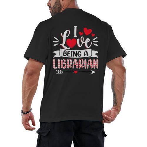 I Love Being A Librarian Library Book Valentine's Day Men's Back Print T-Shirt - Bookorys AU
