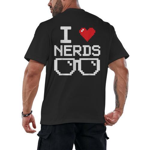 I Love Nerds I Heart Nerds For Science Book Knowledge Geeks Men's Back Print T-Shirt - Bookorys