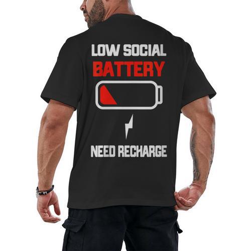 Low Social Battery Need Recharge Introvert Self-Care Men's Back Print T-Shirt - Raresse
