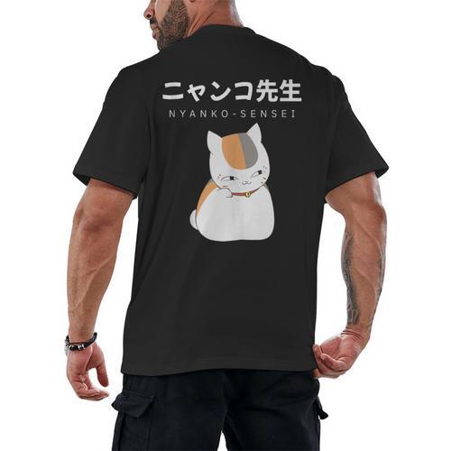 Madara Nyanko Sensei Natsume Yuujinchou Book Of Friends Cat Men's Back Print T-Shirt - Bookorys AU