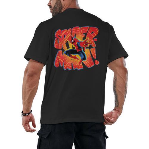 Marvel Spider-Man Peter Parker Comic Book Letter Logo Men's Back Print T-Shirt - Bookorys DE