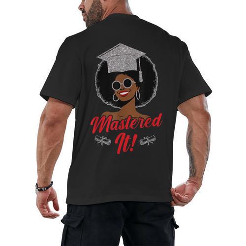 Master Degree Graduation Gifts Black Girl Men's Back Print T-Shirt - Best Gift Smart
