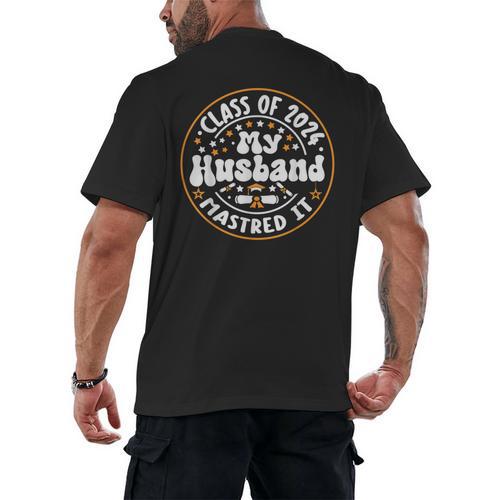 Master's Degree Graduation My Husband Mastered It 2024 Men's Back Print T-Shirt - Best Gift Smart