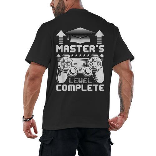 Master's Level Complete College Graduation Men's Back Print T-Shirt - Best Gift Smart