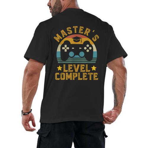 Master's Level Complete Vintage Video Gamer Graduation Men's Back Print T-Shirt - Best Gift Smart