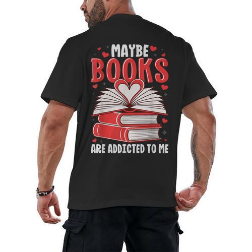 Maybe Books Are Addicted To Me Reading Present Men's Back Print T-Shirt - Bookorys DE