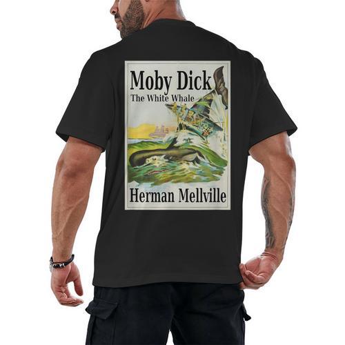 Moby Dick Book Cover Illustration Men's Back Print T-Shirt - Bookorys CA