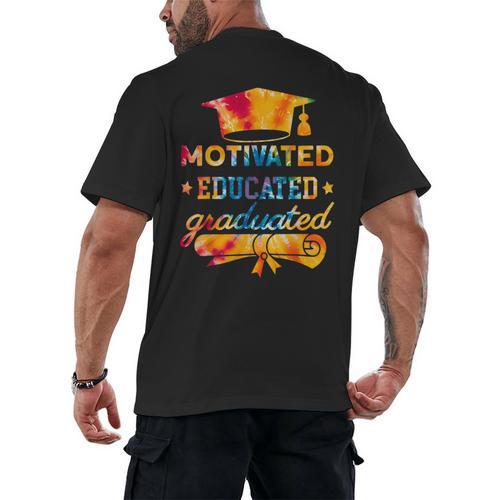 Motivated Educated Graduated Graduation Men's Back Print T-Shirt - Best Gift Smart