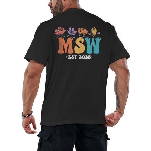 MSW Est 2025 Graduation School Social Worker Shirt Master Men's Back Print T-Shirt - Best Gift Smart