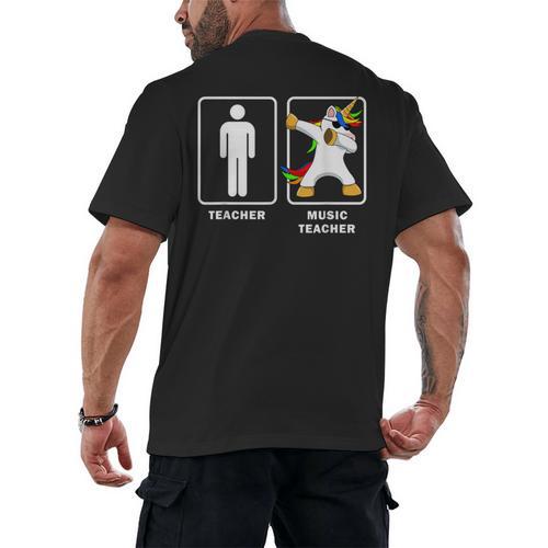 Music Teacher Dabbing Unicorn Graduation Shirt Men's Back Print T-Shirt - Best Gift Smart