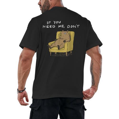 If You Need Me Don’t Introvert Capybara Sarcastic Men's Back Print T-Shirt - Raresse