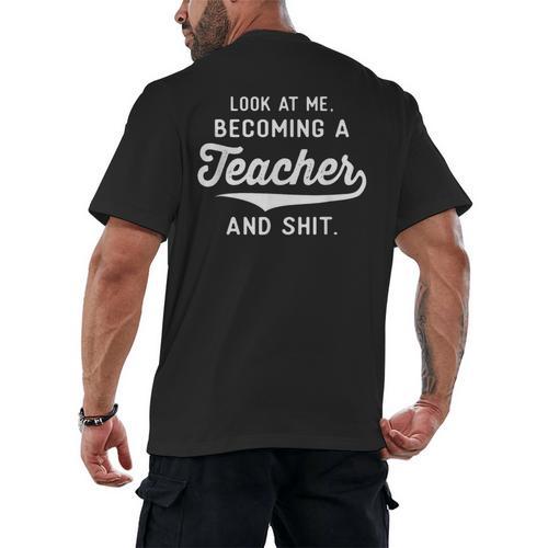 New Teacher Gifts Graduation Women Men Become Teachers Men's Back Print T-Shirt - Best Gift Smart