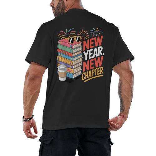 New Year New Chapter Book Lover Reader Men's Back Print T-Shirt - Bookorys UK