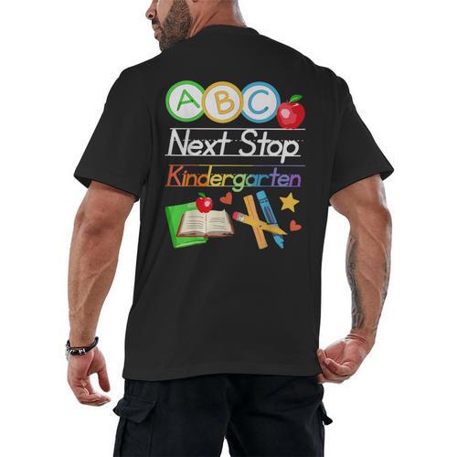 Next Stop Kindergarten Preschool Graduation 2025 Boy Girl Men's Back Print T-Shirt - Best Gift Smart