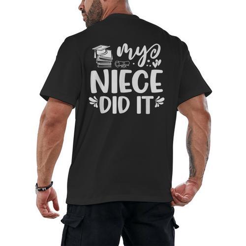 My Niece Did It Graduation Graduated Men's Back Print T-Shirt - Best Gift Smart