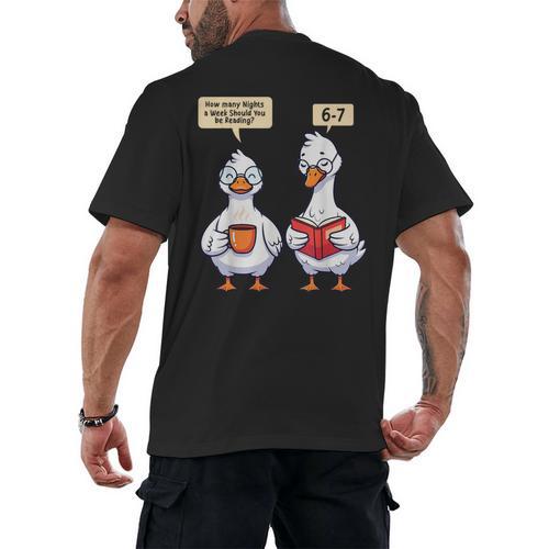 How Many Nights Reading Goose Book Lover Reader Men's Back Print T-Shirt - Bookorys DE