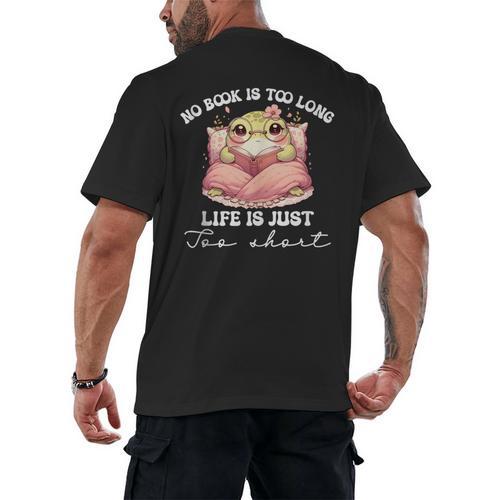 No Book Is Too Long Life Is Just Too Short Book Reading Book Men's Back Print T-Shirt - Bookorys DE