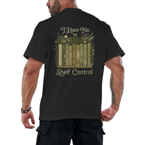I Have No Shelf Control Vintage Botanical Books Graphic Men's Back Print T-Shirt - Bookorys